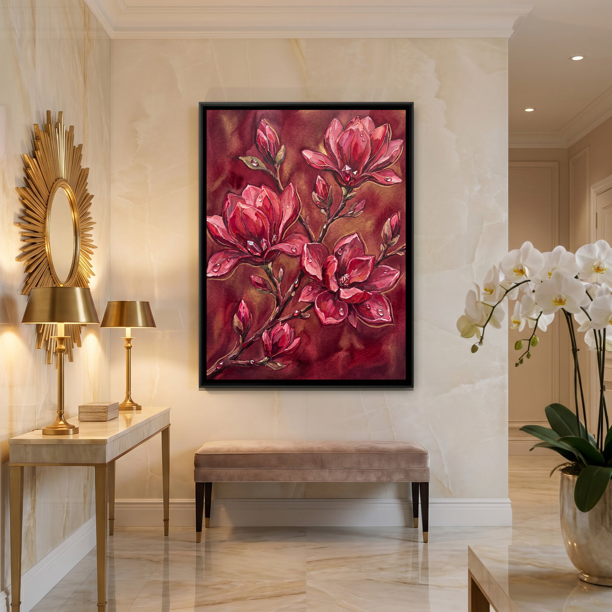 Magnolia — canvas art shown in a second room setting