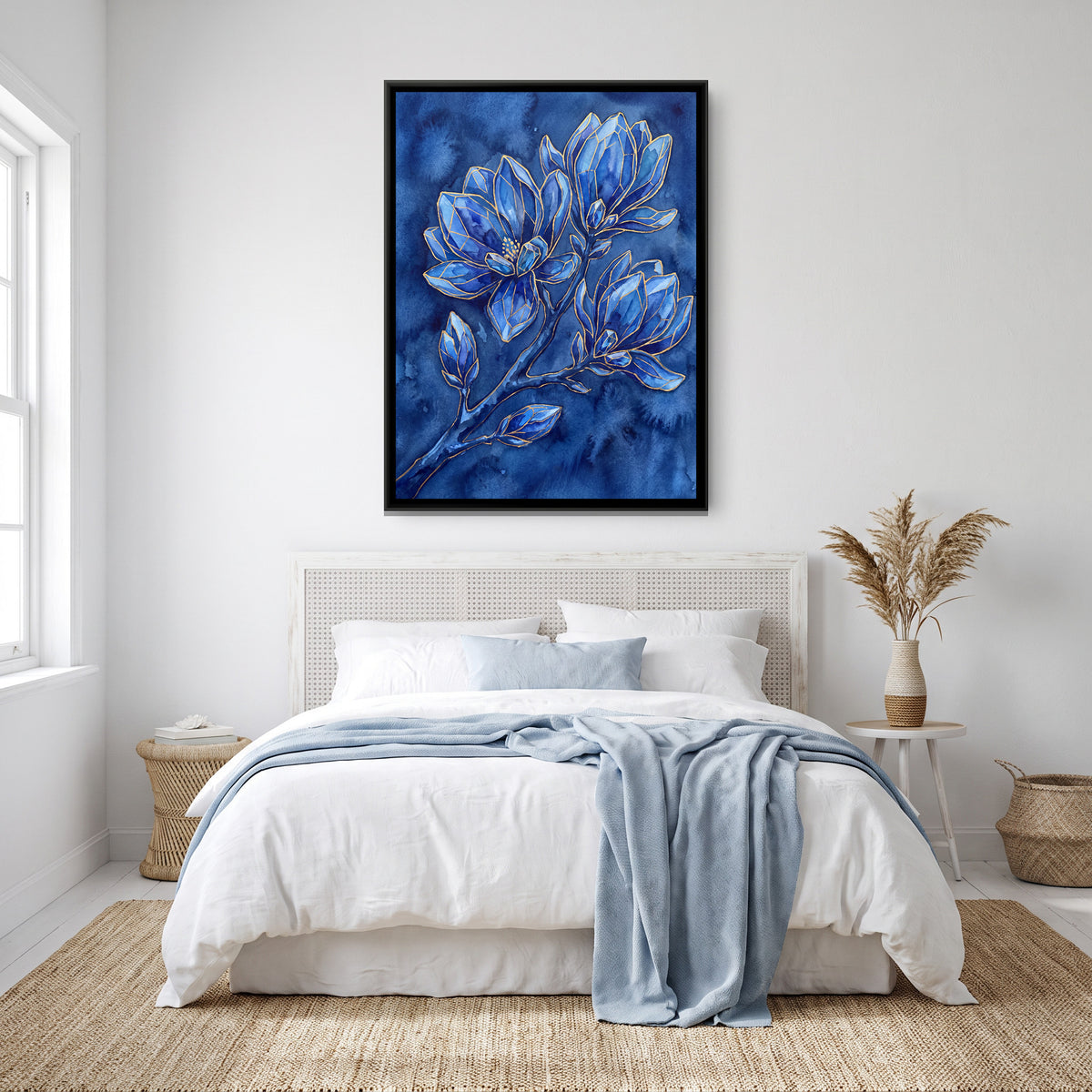 Magnolia — canvas art shown in a styled room