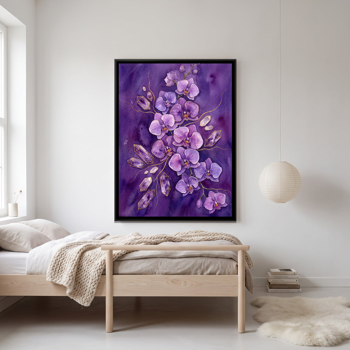Orchids — canvas art shown in a styled room