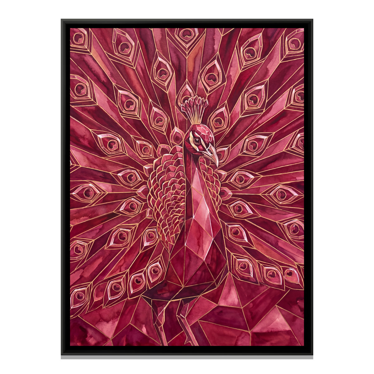 Peacock — framed canvas print, front view