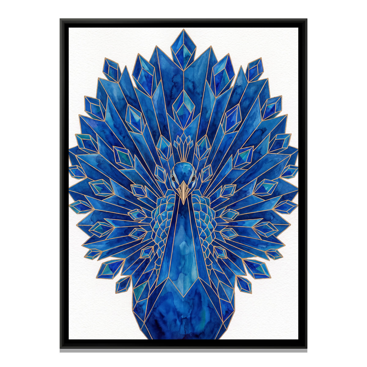 Peacock — framed canvas print, front view