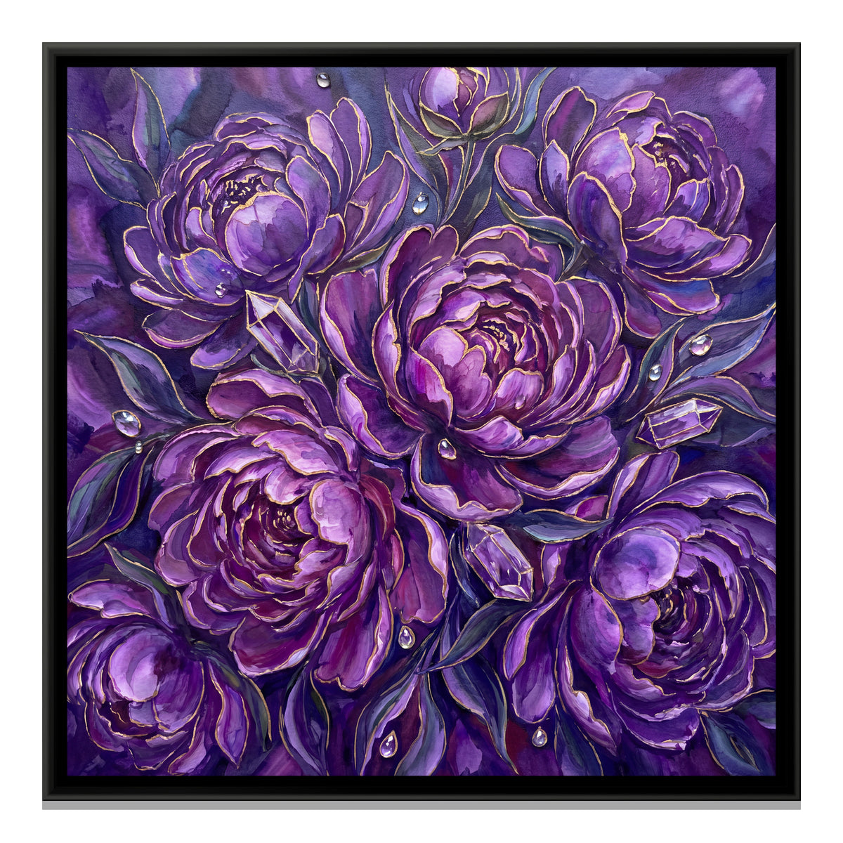 Peonies — framed canvas print, front view