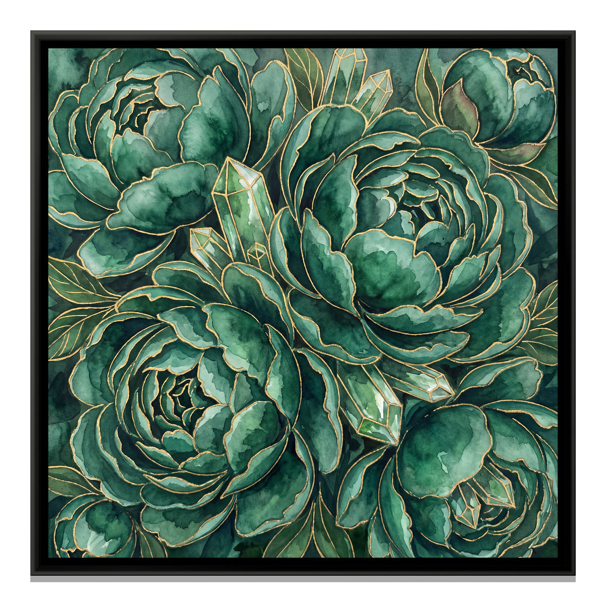 Peonies — framed canvas print, front view