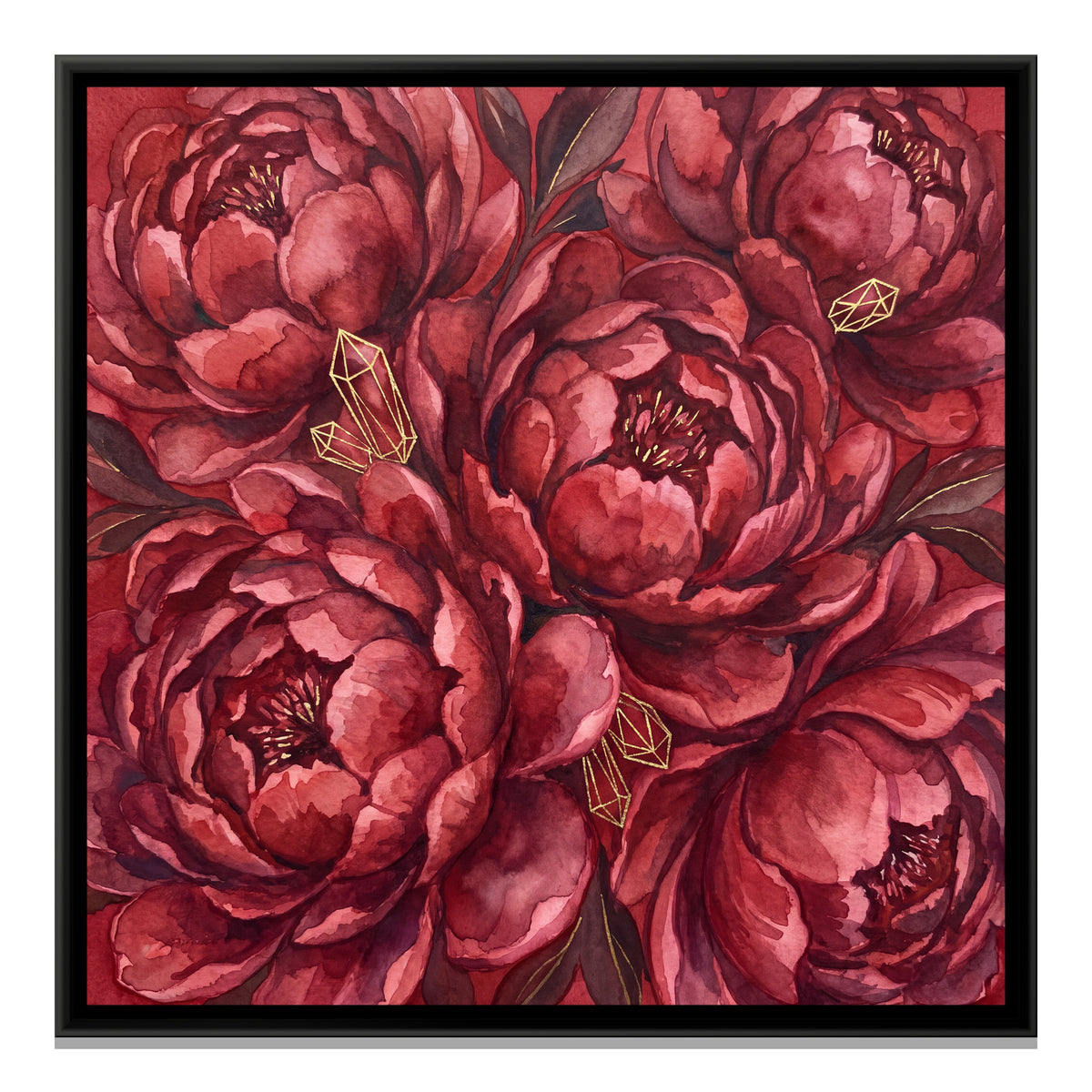 Peonies — framed canvas print, front view