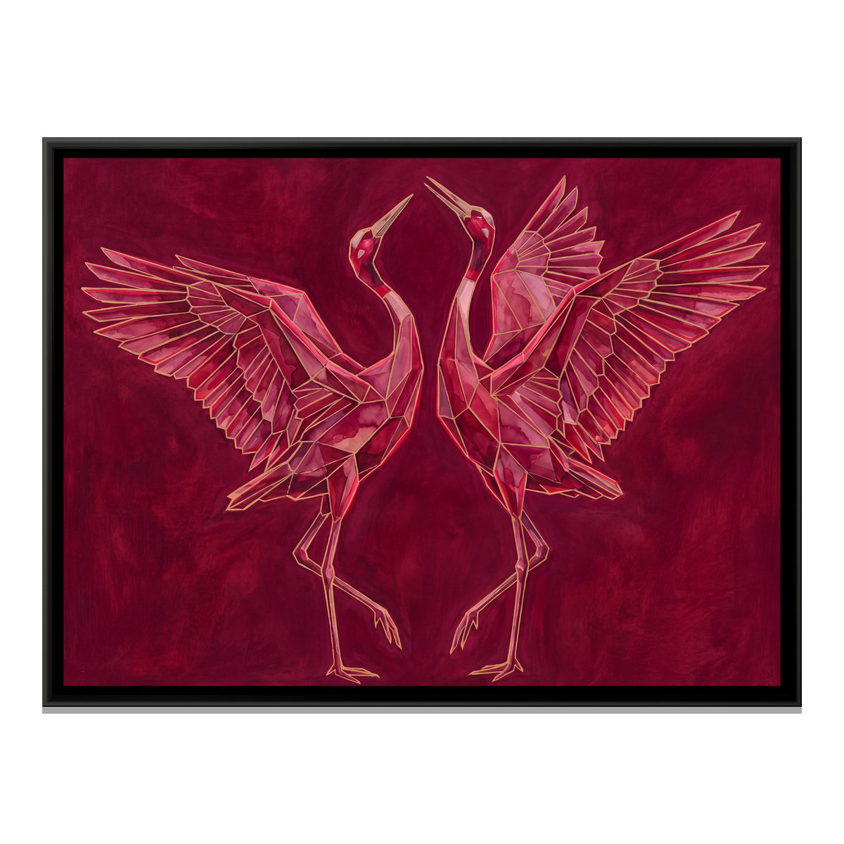 Sarus Cranes — framed canvas print, front view
