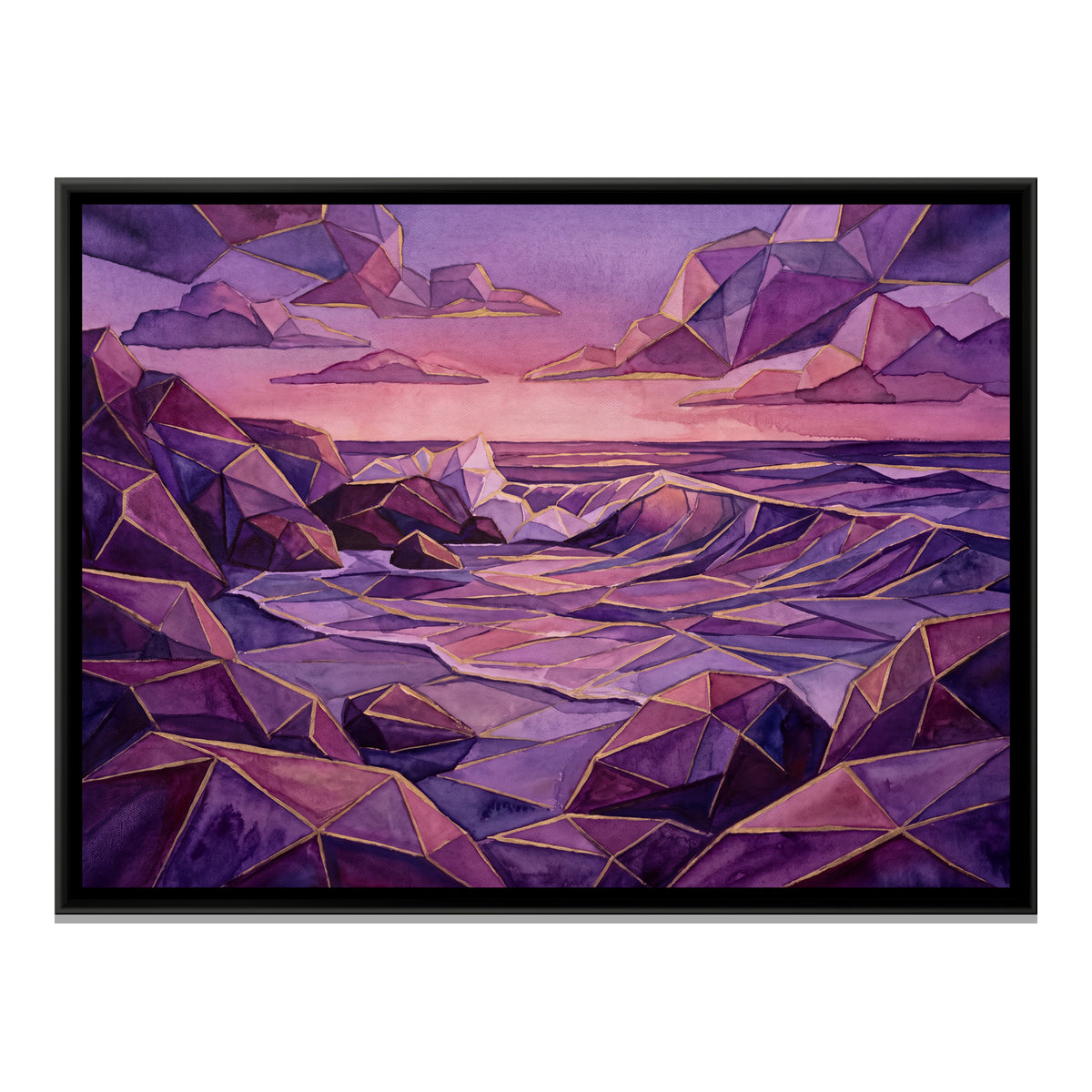 Ocean Sunset — framed canvas print, front view