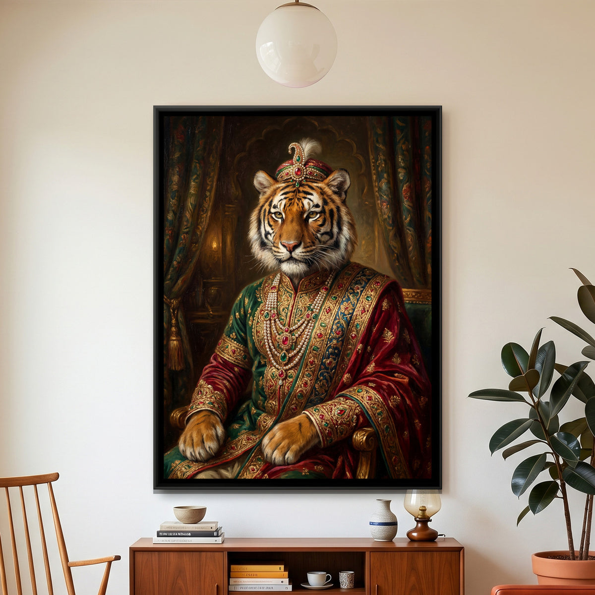 Tiger Maharaja — framed canvas art hung on a wall