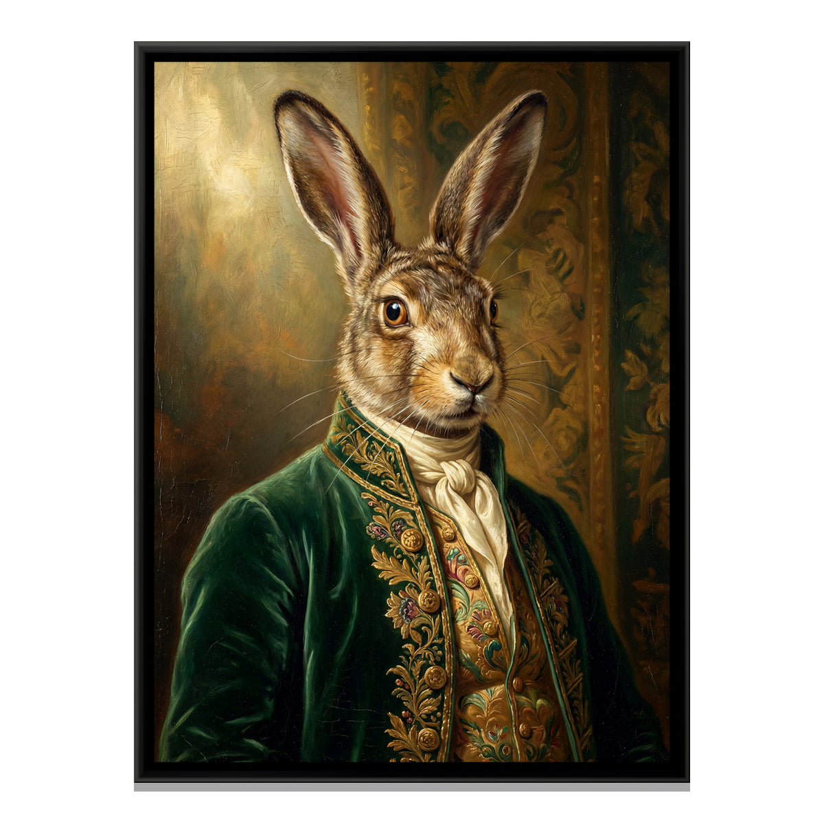 Hare Portrait — framed canvas print, front view