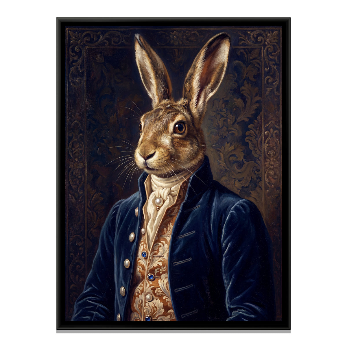 Hare Portrait — framed canvas print, front view