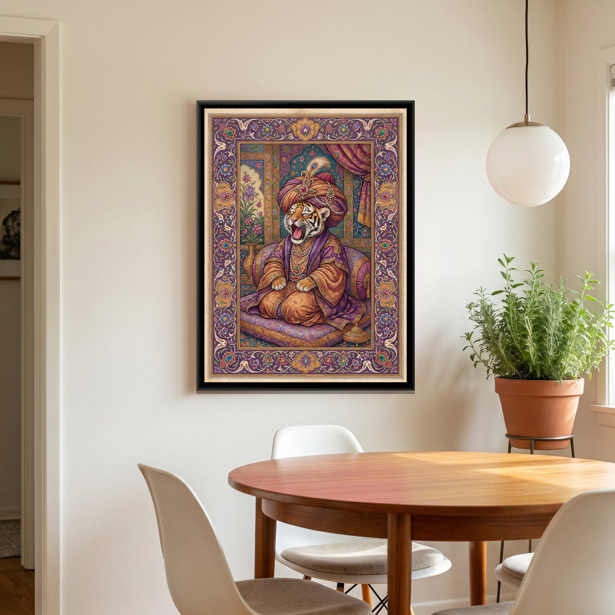 Mughal Tiger Cub — canvas art shown in a second room setting