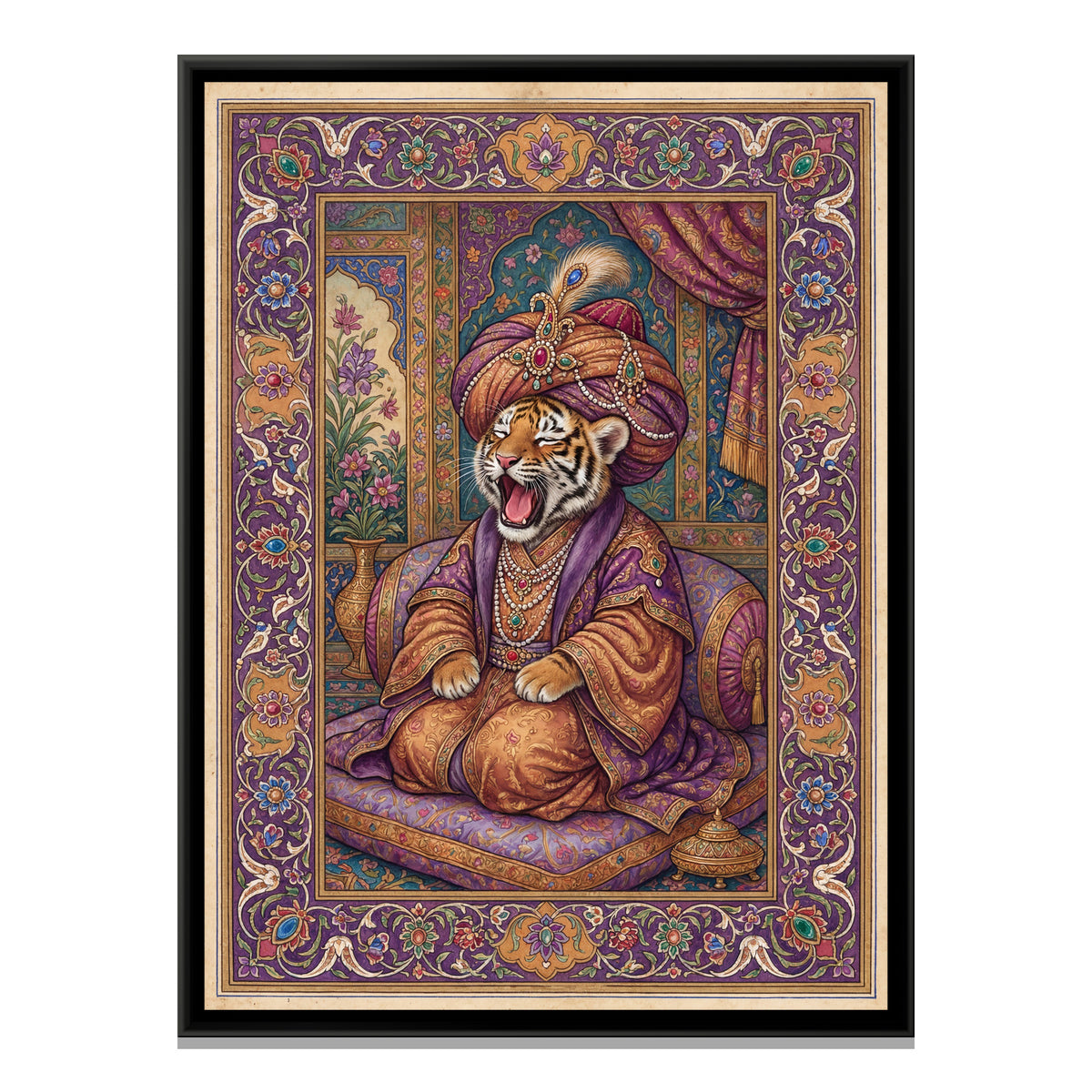 Mughal Tiger Cub — framed canvas print, front view