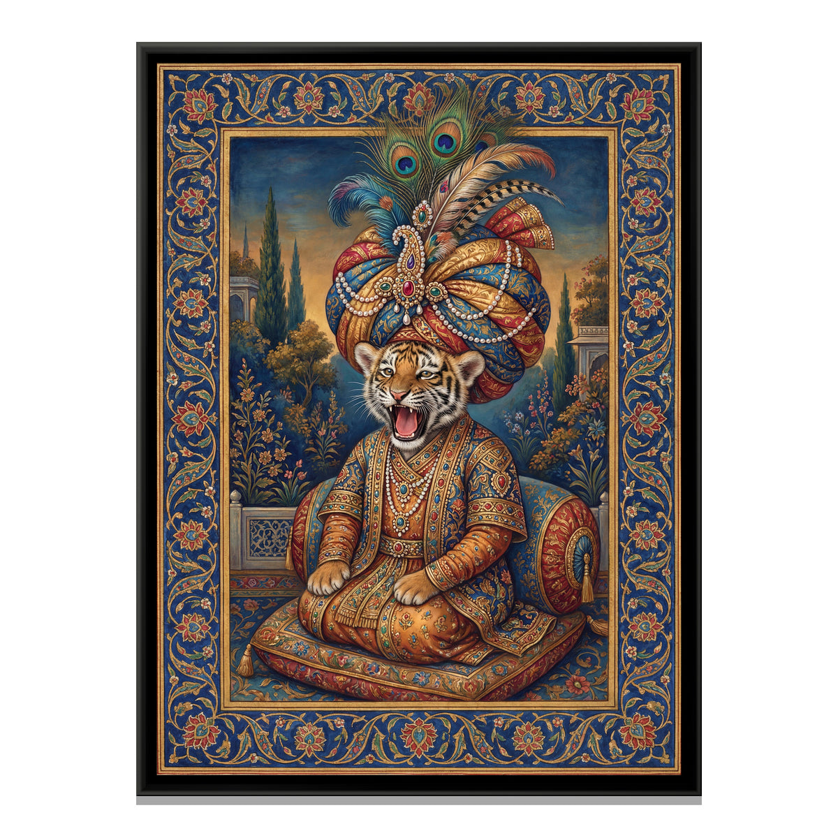 Mughal Tiger Cub — framed canvas print, front view
