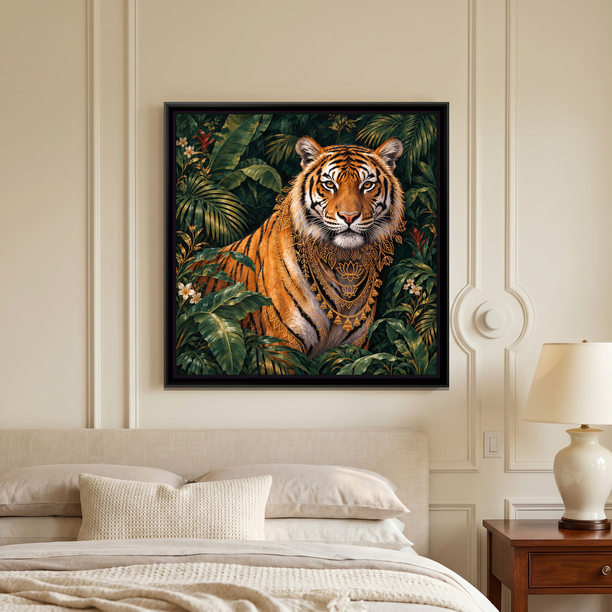 Jungle Tiger custom canvas — canvas art shown in a styled room