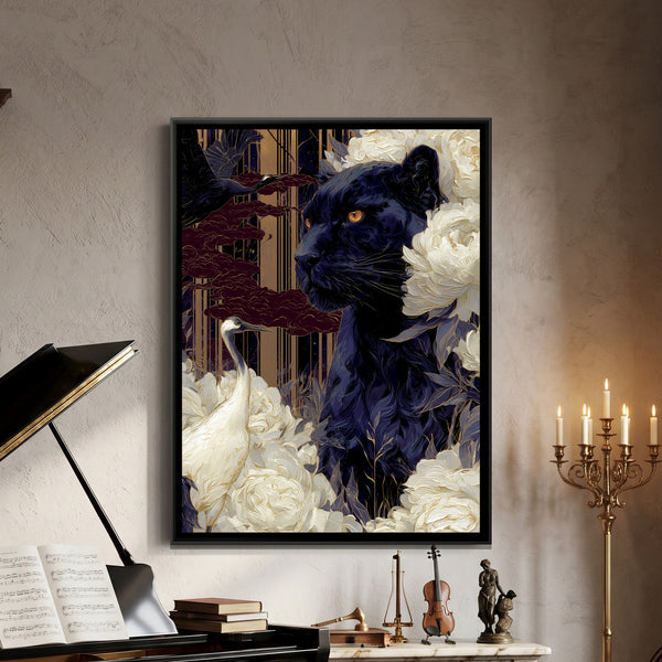 Black Panther — framed canvas art hung on a wall