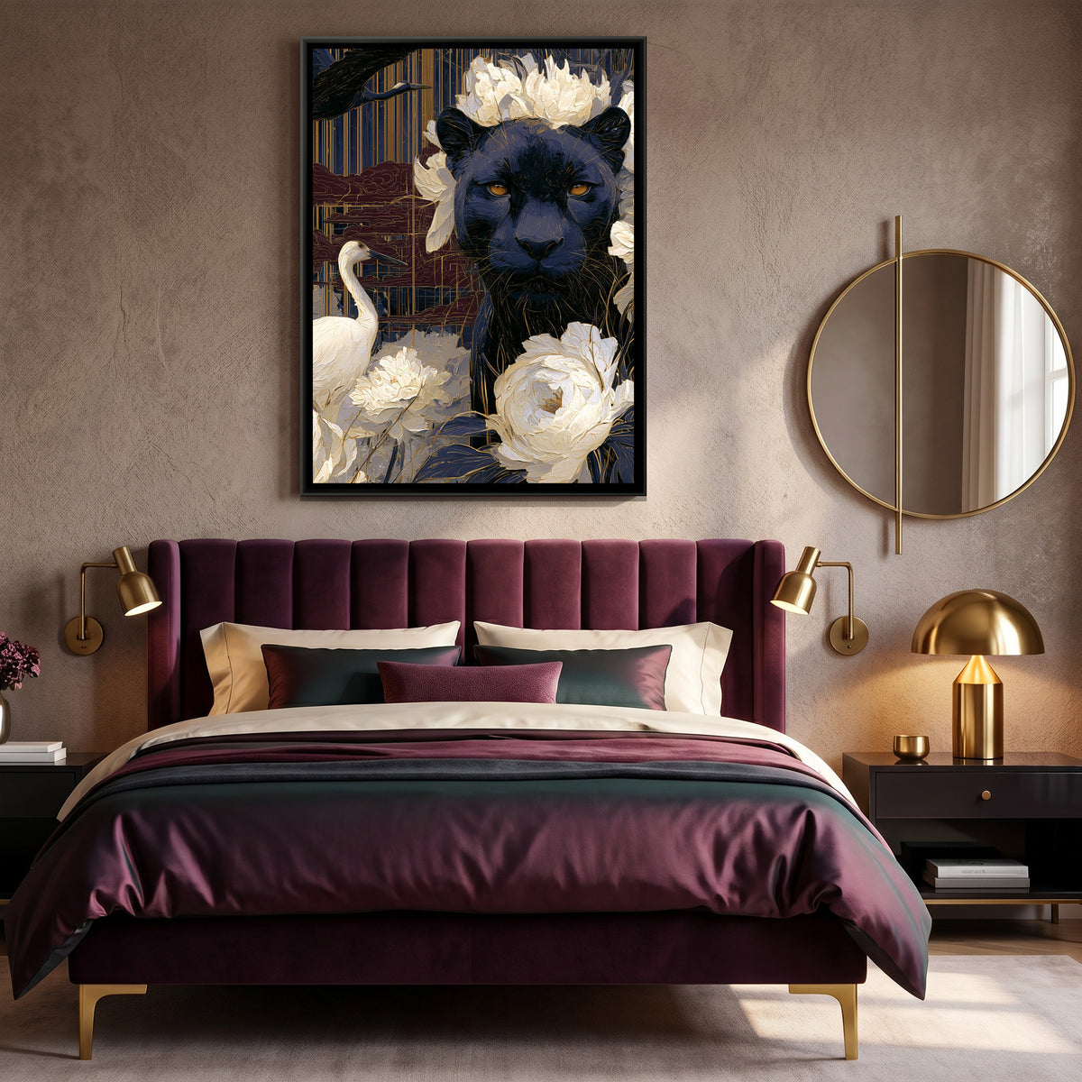 Black Panther — canvas art shown in a styled room