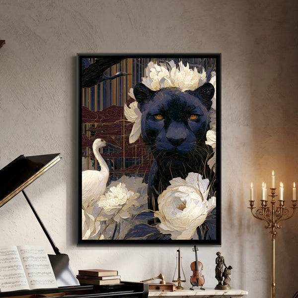 Black Panther — framed canvas art hung on a wall