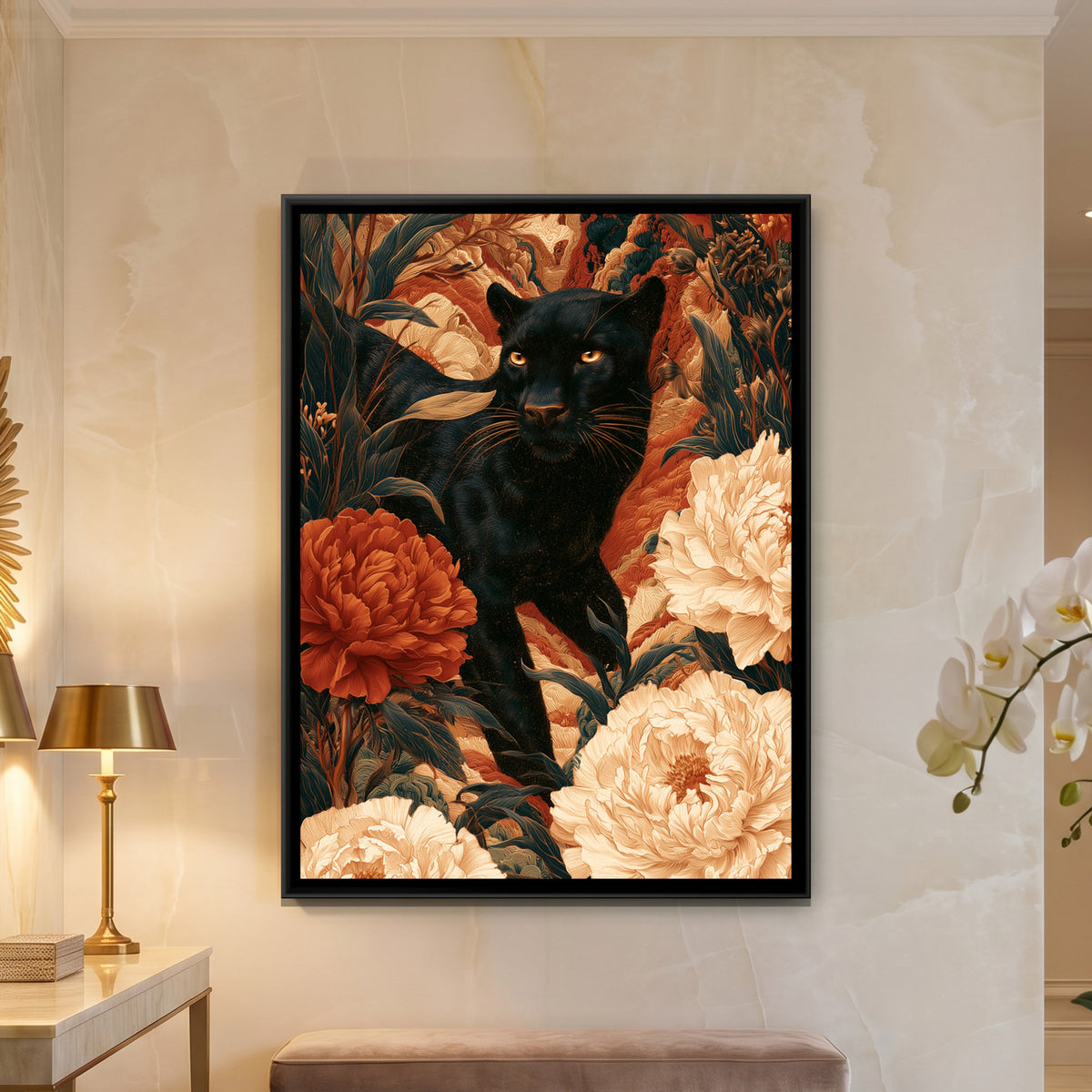 Black Panther — framed canvas art hung on a wall