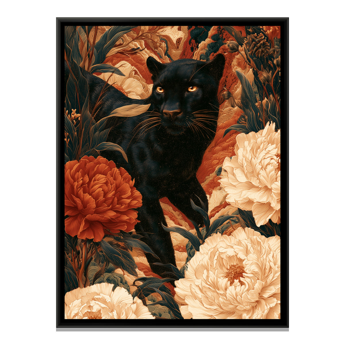 Black Panther — framed canvas print, front view