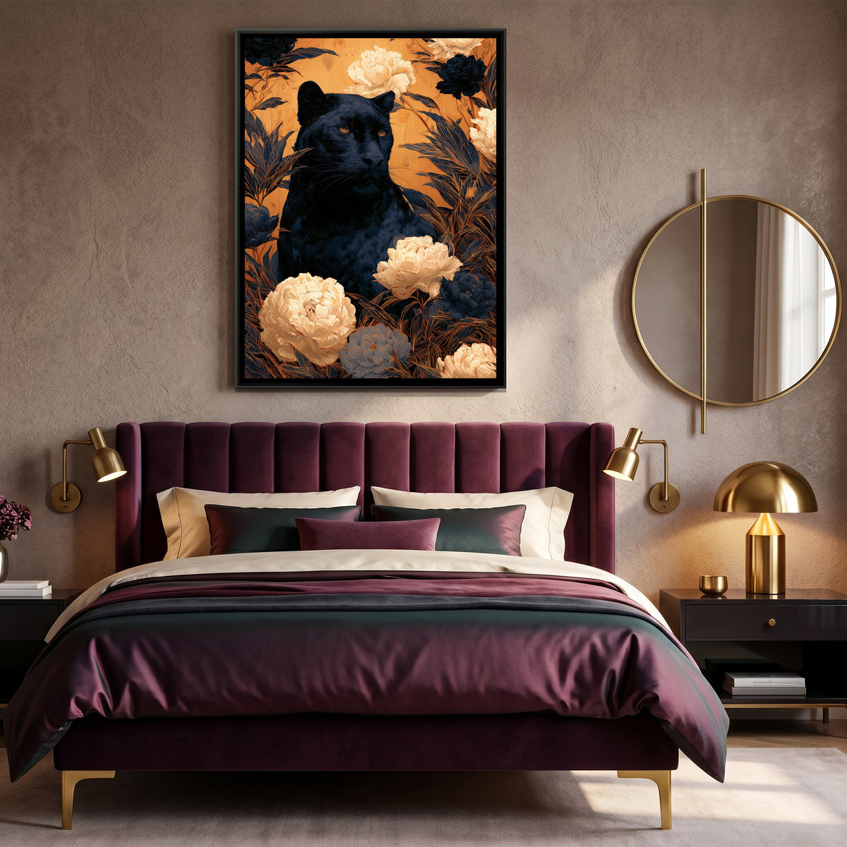 Black Panther — canvas art shown in a second room setting