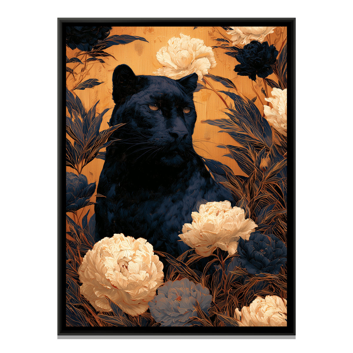 Black Panther — framed canvas print, front view
