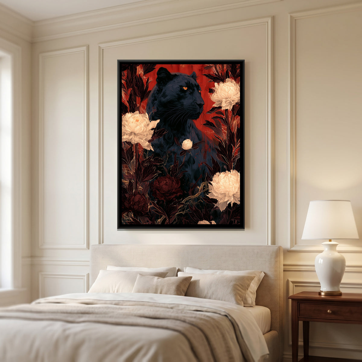Black Panther — canvas art shown in a second room setting