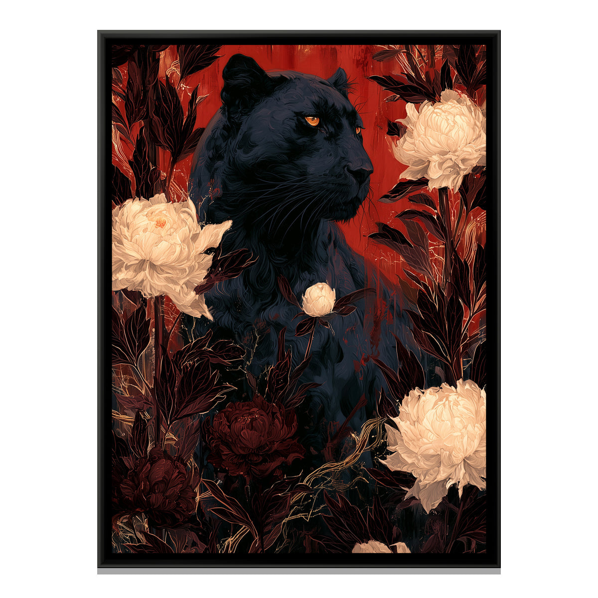 Black Panther — framed canvas print, front view