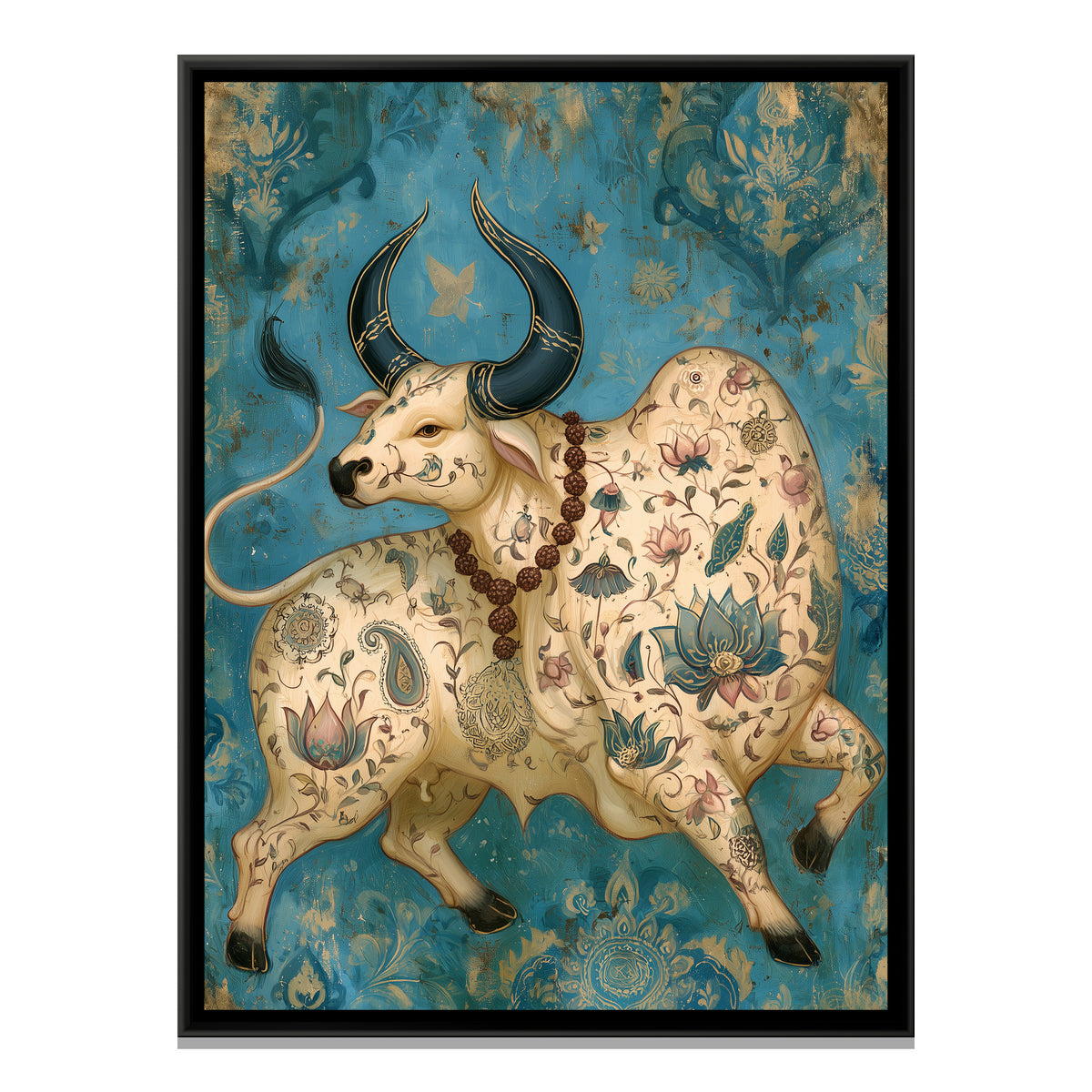 Nandi Ji — framed canvas print, front view
