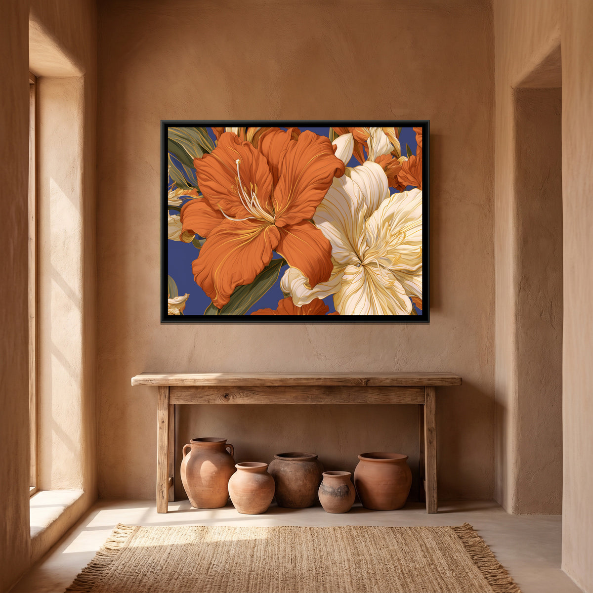Lilies — canvas art shown in a second room setting