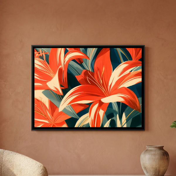 Lilies — framed canvas art hung on a wall