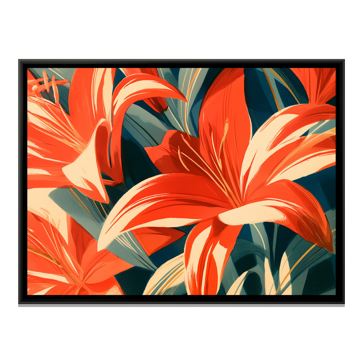 Lilies — framed canvas print, front view