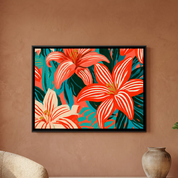 Lilies — framed canvas art hung on a wall