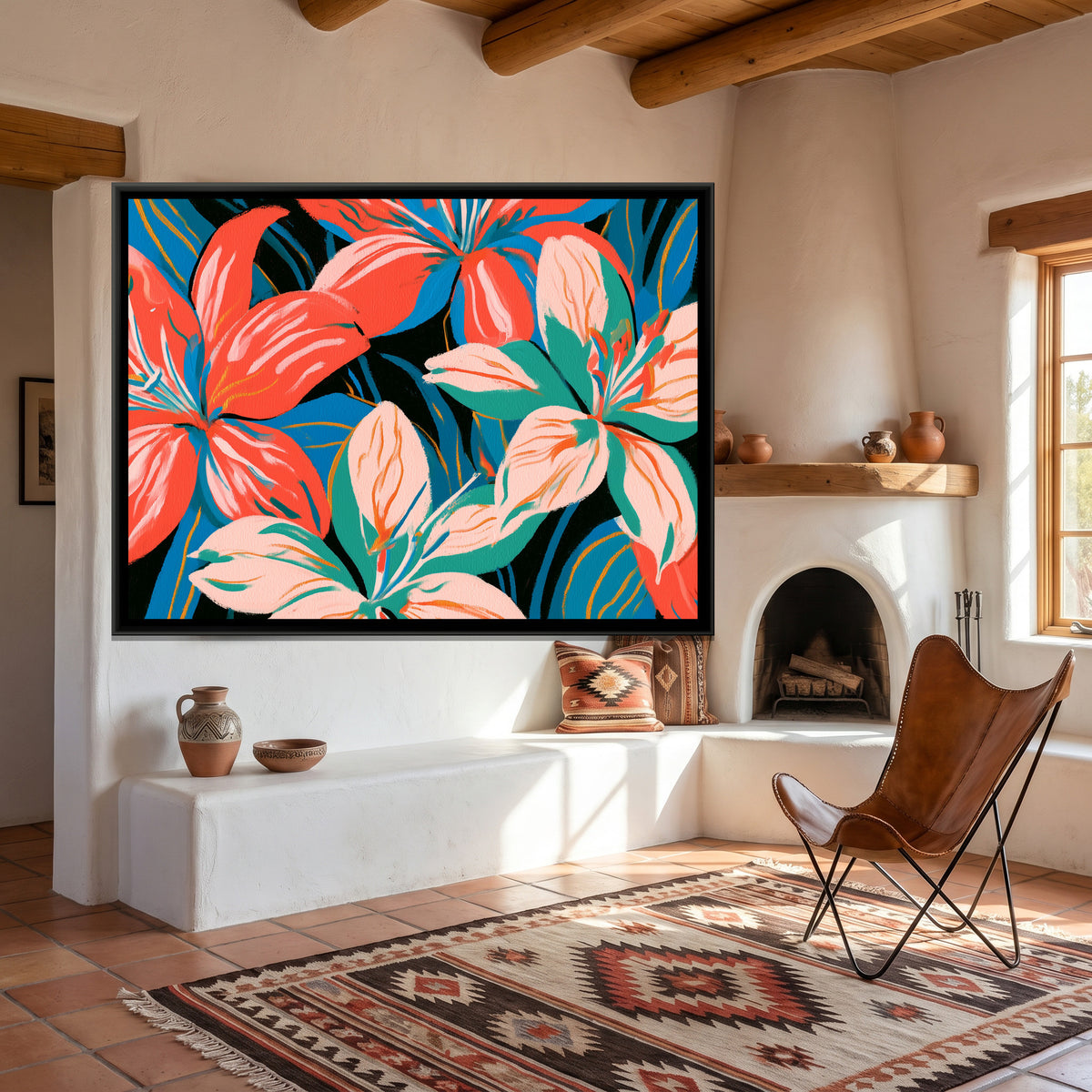 Lilies — canvas art shown in a second room setting