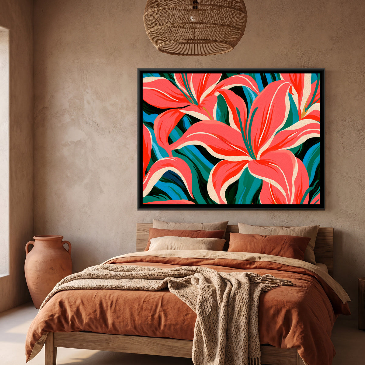 Lilies — canvas art shown in a styled room