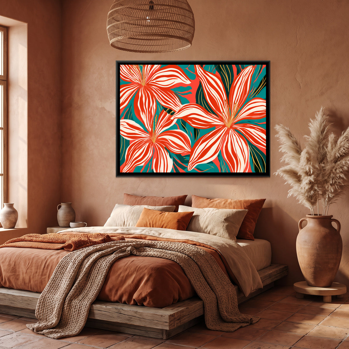 Lilies — canvas art shown in a styled room