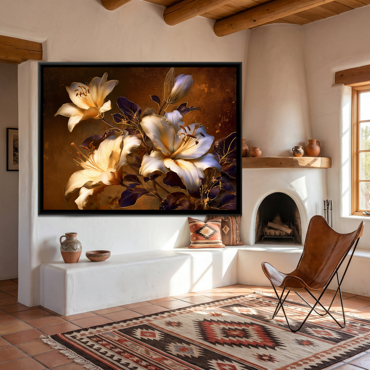 Lilies — canvas art shown in a second room setting