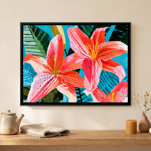 Lilies — framed canvas art hung on a wall