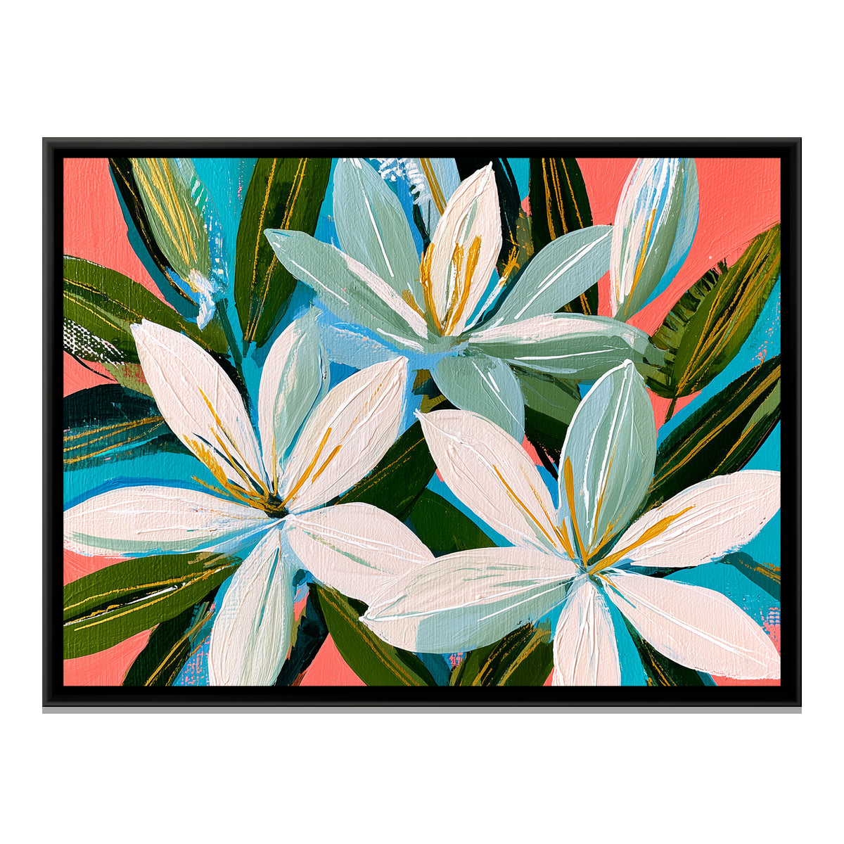 Lilies — framed canvas print, front view