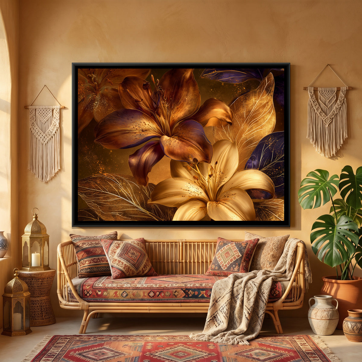 Lilies — canvas art shown in a second room setting