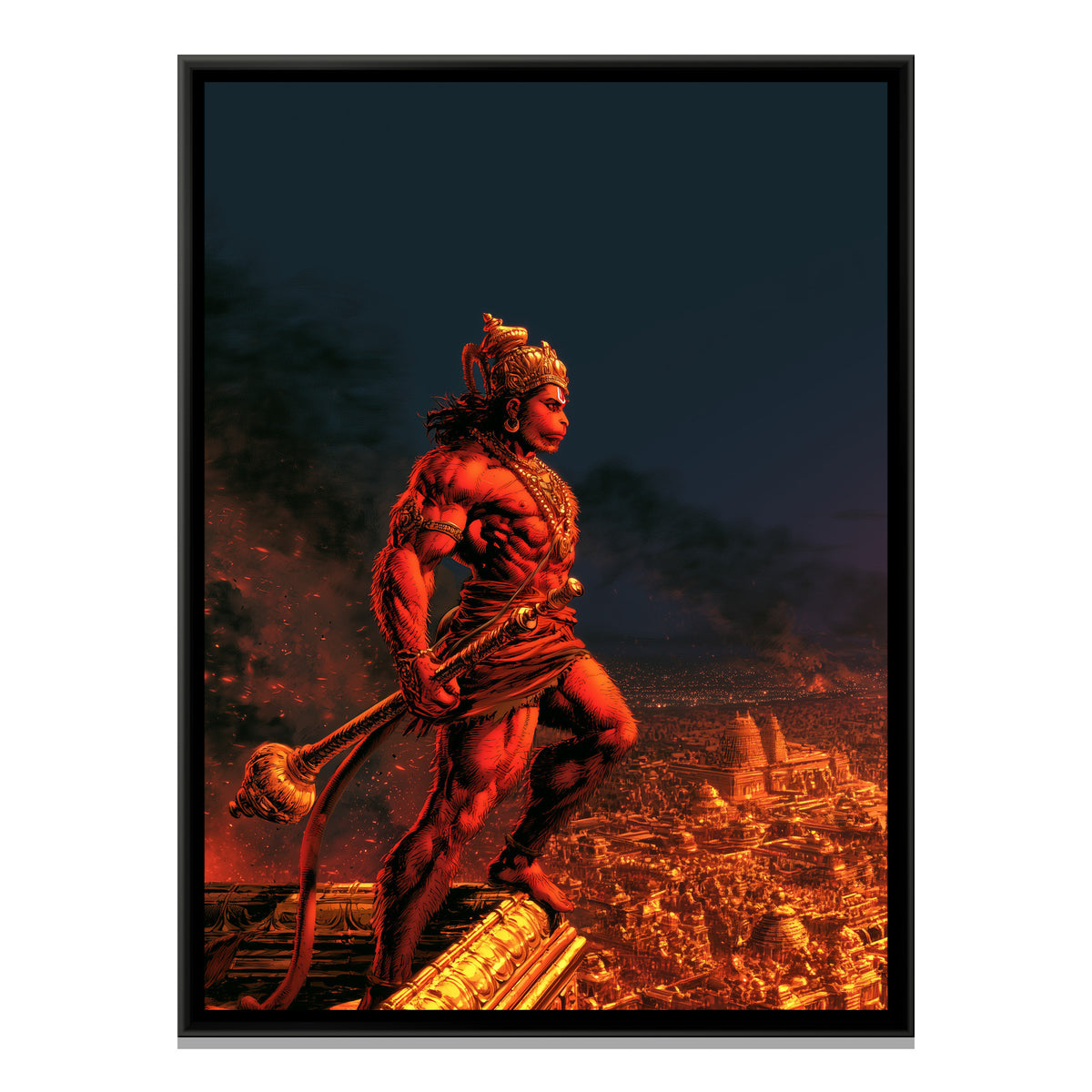 Hanuman Ji — framed canvas print, front view