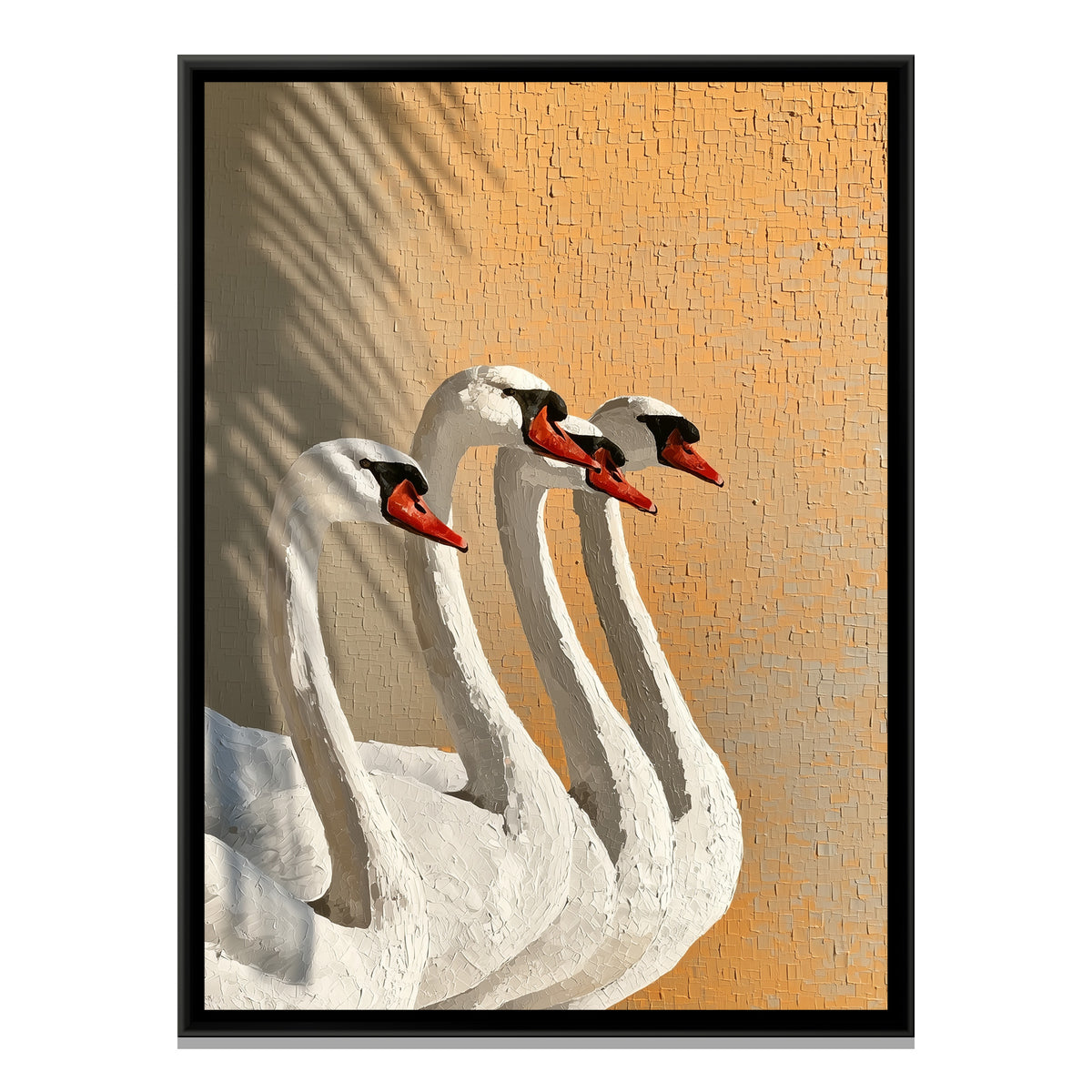 White Swans — framed canvas print, front view