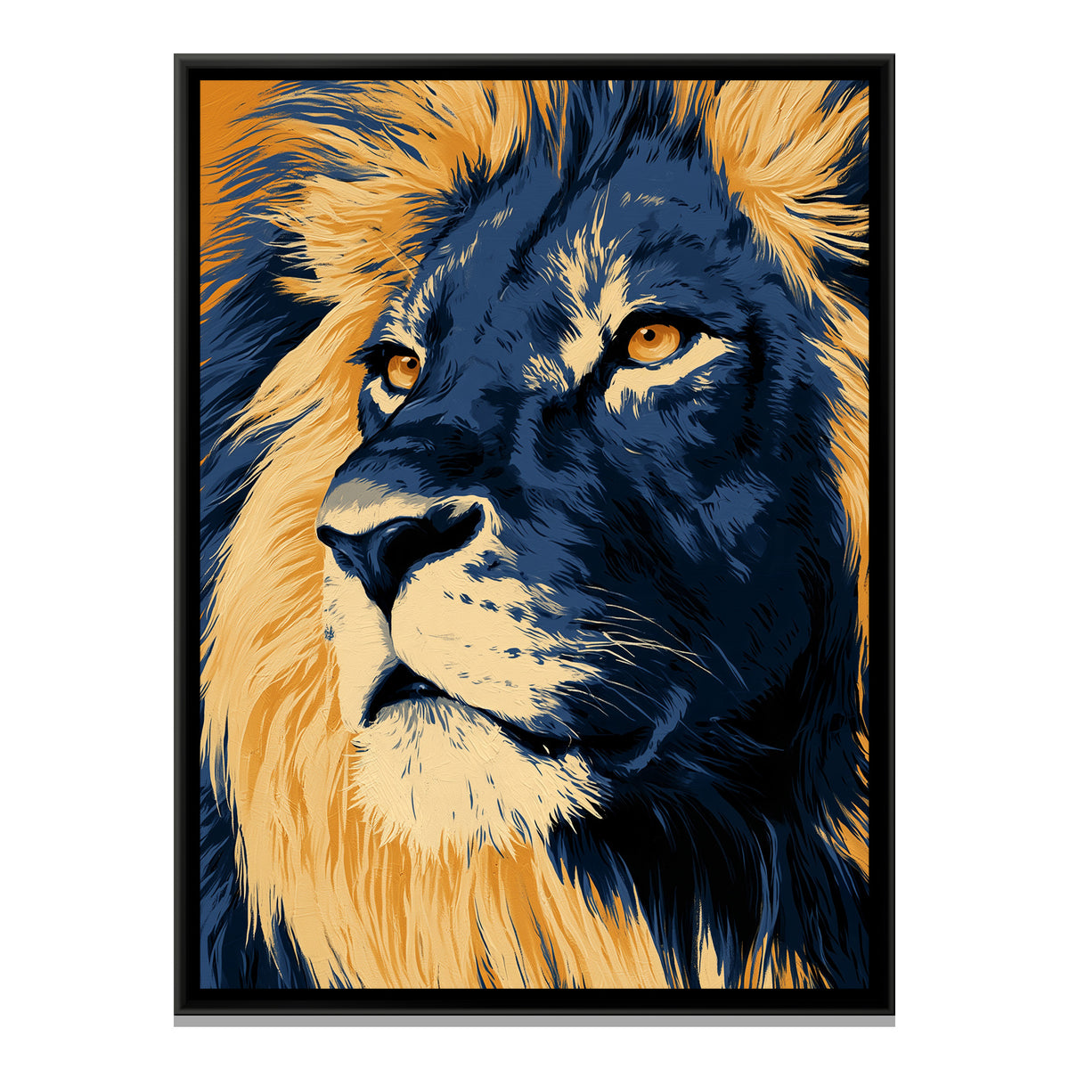 Lion Face — framed canvas print, front view