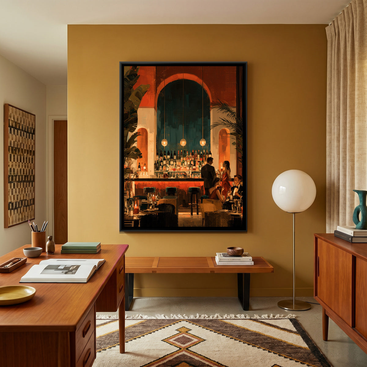 Cocktail Bar — canvas art shown in a styled room