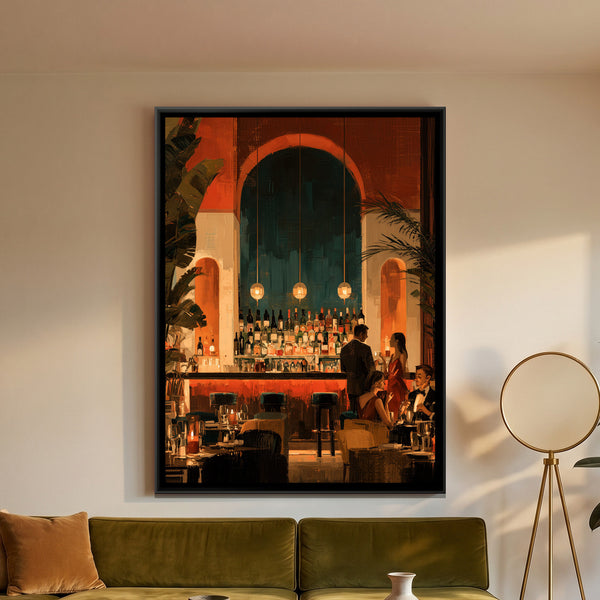 Cocktail Bar — framed canvas art hung on a wall