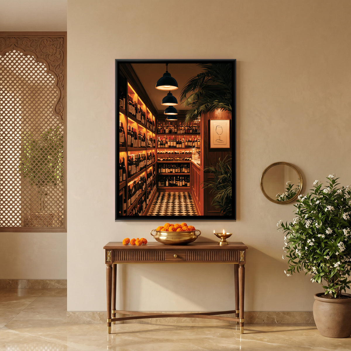 Wine Shop — canvas art shown in a styled room