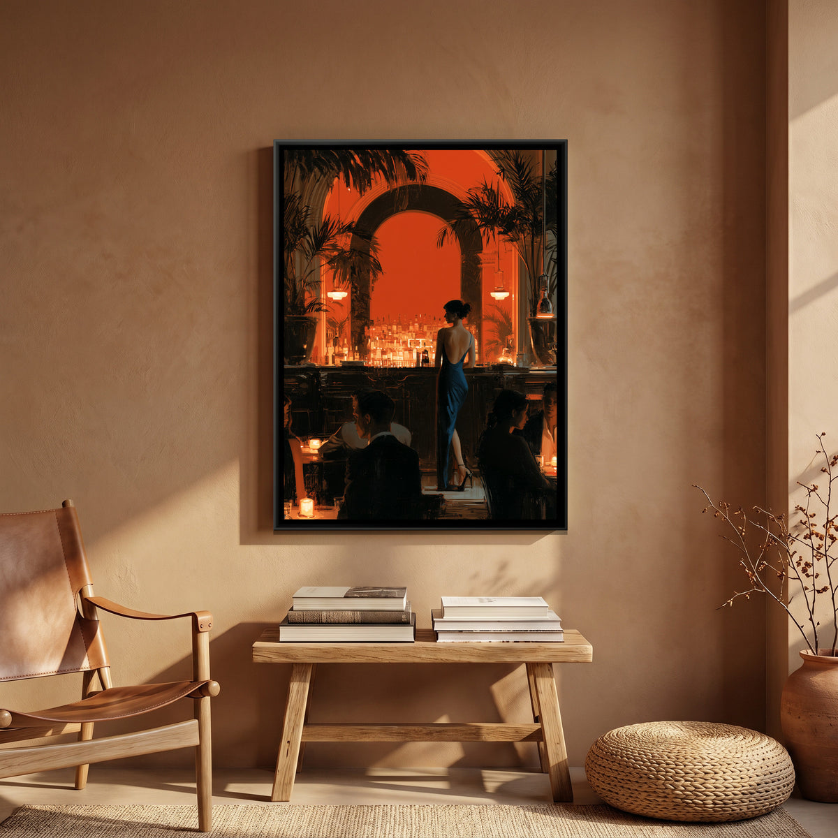 Cocktail Bar — canvas art shown in a second room setting