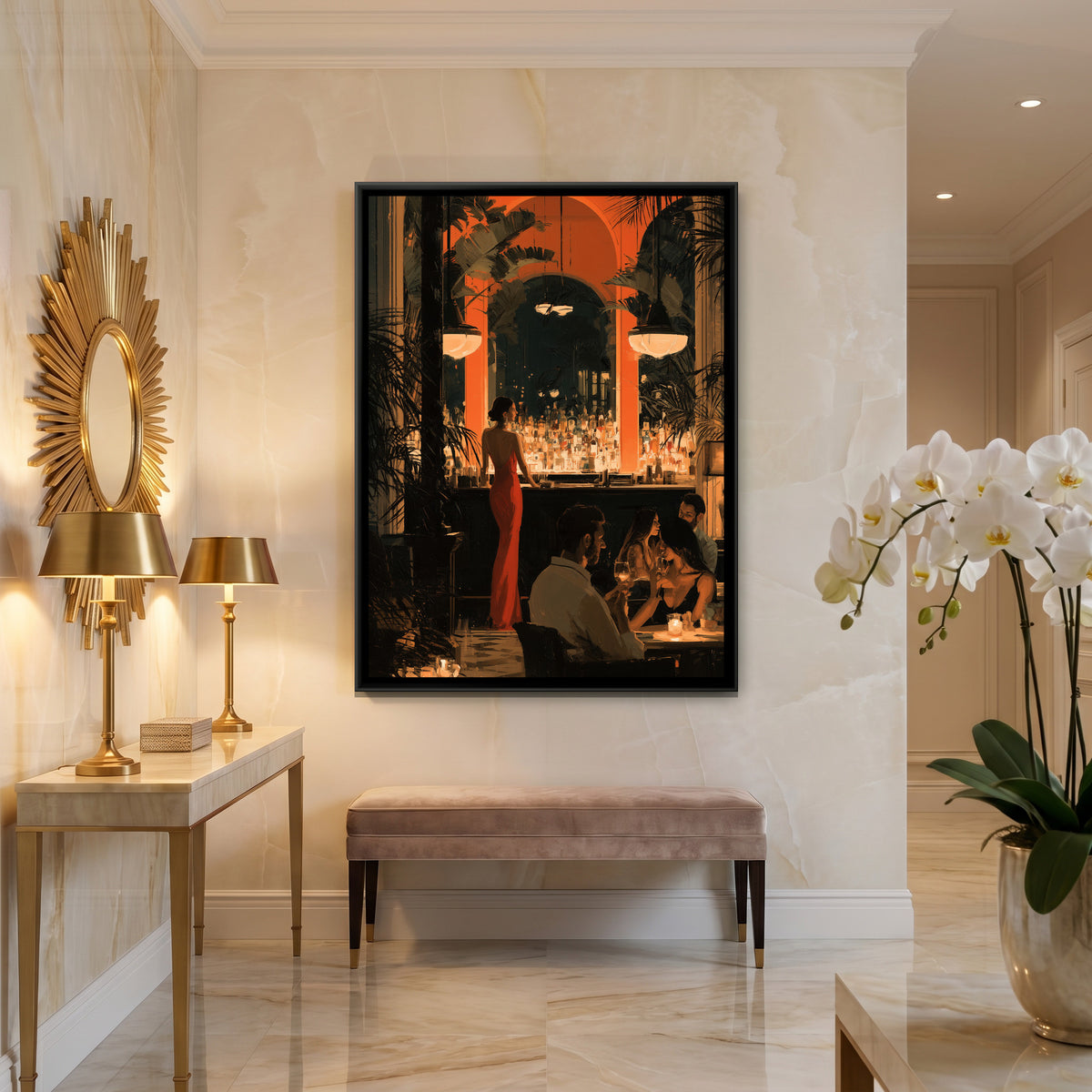 Cocktail Bar — canvas art shown in a styled room