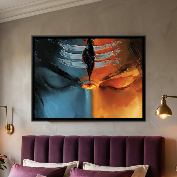 Mahadev Third Eye — framed canvas art hung on a wall