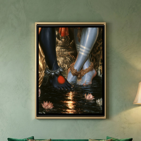 Shiva Parvati Feet — framed canvas art hung on a wall