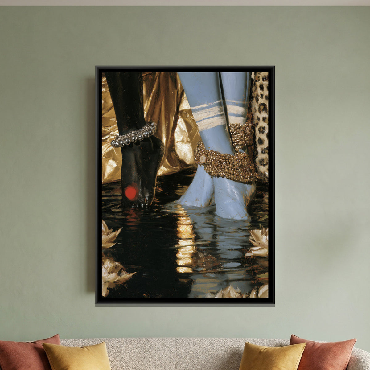 Shiva Parvati Feet — framed canvas art hung on a wall