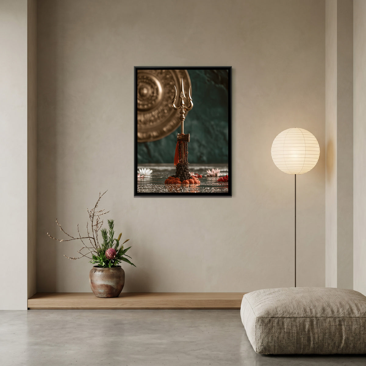 Mahadev Trishul — canvas art shown in a second room setting